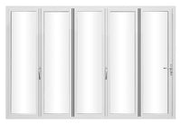 KaMic Elite-Fold 144" x 80" 5-Panel Aluminum Folding Door in Sleek White with Hidden Hinges & Rollers, Left-to-Right Outward Folding Design - Model # SE-FD5PWH14480-LR