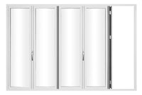 KaMic Elite-Fold 144" x 80" 5-Panel Aluminum Folding Door in Sleek White with Hidden Hinges & Rollers, Left-to-Right Outward Folding Design - Model # SE-FD5PWH14480-LR