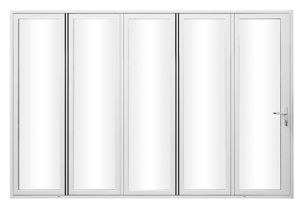 KaMic Elite-Fold 144" x 80" 5-Panel Aluminum Folding Door in Sleek White with Hidden Hinges & Rollers, Right-to-Left Outward Folding Design - Model # SE-FD5PWH14480-RL