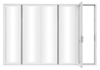 KaMic Elite-Fold 168" x 80" 5-Panel Aluminum Folding Door in Sleek White with Hidden Hinges & Rollers, Right-to-Left Outward Folding Design - Model # SE-FD5PWH16880-RL