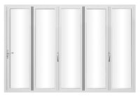 KaMic Elite-Fold 168" x 80" 5-Panel Aluminum Folding Door in Sleek White with Hidden Hinges & Rollers, Right-to-Left Outward Folding Design - Model # SE-FD5PWH16880-RL