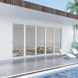 KaMic Elite-Fold 168" x 80" 5-Panel Aluminum Folding Door in Sleek White with Hidden Hinges & Rollers, Right-to-Left Outward Folding Design - Model # SE-FD5PWH16880-RL