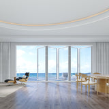 KaMic Elite-Fold 168" x 80" 5-Panel Aluminum Folding Door in Sleek White with Hidden Hinges & Rollers, Right-to-Left Outward Folding Design - Model # SE-FD5PWH16880-RL
