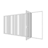 KaMic Elite-Fold 168" x 80" 5-Panel Aluminum Folding Door in Sleek White with Hidden Hinges & Rollers, Right-to-Left Outward Folding Design - Model # SE-FD5PWH16880-RL