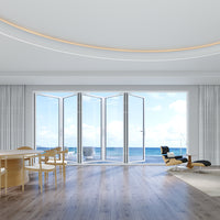 KaMic Elite-Fold 168" x 96" 5-Panel Aluminum Folding Door in Sleek White with Hidden Hinges & Rollers, Left-to-Right Outward Folding Design - Model # SE-FD5PWH16896-LR