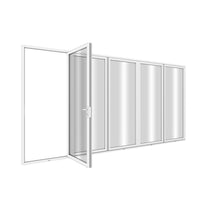 KaMic Elite-Fold 168" x 96" 5-Panel Aluminum Folding Door in Sleek White with Hidden Hinges & Rollers, Left-to-Right Outward Folding Design - Model # SE-FD5PWH16896-LR