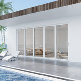 KaMic Elite-Fold 168" x 96" 5-Panel Aluminum Folding Door in Sleek White with Hidden Hinges & Rollers, Right-to-Left Outward Folding Design - Model # SE-FD5PWH16896-RL