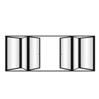 KaMic Elite-Fold 192" x 80" 6-Panel Aluminum Folding Door in Sleek Black with Hidden Hinges & Rollers, Dual Open Outward Folding Design - Model # SE-FD6PBK19280-DO