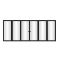 KaMic Elite-Fold 192" x 80" 6-Panel Aluminum Folding Door in Sleek Black with Hidden Hinges & Rollers, Dual Open Outward Folding Design - Model # SE-FD6PBK19280-DO