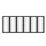 KaMic Elite-Fold 192" x 80" 6-Panel Aluminum Folding Door in Sleek Black with Hidden Hinges & Rollers, Dual Open Outward Folding Design - Model # SE-FD6PBK19280-DO