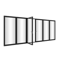 KaMic Elite-Fold 192" x 80" 6-Panel Aluminum Folding Door in Sleek Black with Hidden Hinges & Rollers, Dual Open Outward Folding Design - Model # SE-FD6PBK19280-DO