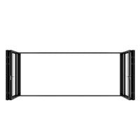 KaMic Elite-Fold 192" x 80" 6-Panel Aluminum Folding Door in Sleek Black with Hidden Hinges & Rollers, Dual Open Outward Folding Design - Model # SE-FD6PBK19280-DO