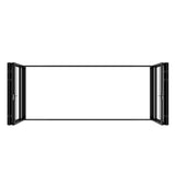 KaMic Elite-Fold 192" x 80" 6-Panel Aluminum Folding Door in Sleek Black with Hidden Hinges & Rollers, Dual Open Outward Folding Design - Model # SE-FD6PBK19280-DO