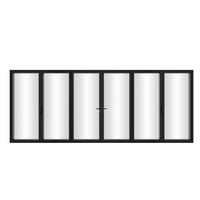KaMic Elite-Fold 192" x 80" 6-Panel Aluminum Folding Door in Sleek Black with Hidden Hinges & Rollers, Dual Open Outward Folding Design - Model # SE-FD6PBK19280-DO