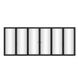 KaMic Elite-Fold 192" x 80" 6-Panel Aluminum Folding Door in Sleek Black with Hidden Hinges & Rollers, Dual Open Outward Folding Design - Model # SE-FD6PBK19280-DO