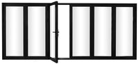 KaMic Elite-Fold 192" x 96" 6-Panel Aluminum Folding Door in Sleek Black with Hidden Hinges & Rollers, Dual Open Outward Folding Design - Model # SE-FD6PBK19296-DO