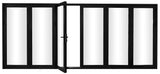 KaMic Elite-Fold 192" x 96" 6-Panel Aluminum Folding Door in Sleek Black with Hidden Hinges & Rollers, Dual Open Outward Folding Design - Model # SE-FD6PBK19296-DO