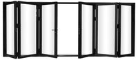 KaMic Elite-Fold 192" x 96" 6-Panel Aluminum Folding Door in Sleek Black with Hidden Hinges & Rollers, Dual Open Outward Folding Design - Model # SE-FD6PBK19296-DO