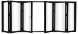 KaMic Elite-Fold 192" x 96" 6-Panel Aluminum Folding Door in Sleek Black with Hidden Hinges & Rollers, Dual Open Outward Folding Design - Model # SE-FD6PBK19296-DO