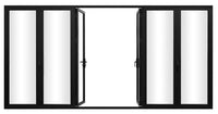 KaMic Elite-Fold 192" x 96" 6-Panel Aluminum Folding Door in Sleek Black with Hidden Hinges & Rollers, Dual Open Outward Folding Design - Model # SE-FD6PBK19296-DO