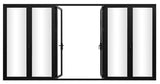 KaMic Elite-Fold 192" x 96" 6-Panel Aluminum Folding Door in Sleek Black with Hidden Hinges & Rollers, Dual Open Outward Folding Design - Model # SE-FD6PBK19296-DO