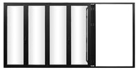 KaMic Elite-Fold 192" x 96" 6-Panel Aluminum Folding Door in Sleek Black with Hidden Hinges & Rollers, Left-to-Right Outward Folding Design - Model # SE-FD6PBK19296-LR