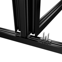 KaMic Elite-Fold 192" x 96" 6-Panel Aluminum Folding Door in Sleek Black with Hidden Hinges & Rollers, Left-to-Right Outward Folding Design - Model # SE-FD6PBK19296-LR