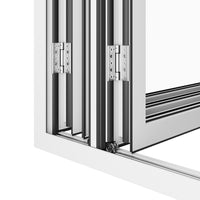 KaMic Elite-Fold 192" x 80" 6-Panel Aluminum Folding Door in Sleek White with Hidden Hinges & Rollers, Dual Open Outward Folding Design - Model # SE-FD6PWH19280-DO