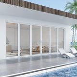 KaMic Elite-Fold 192" x 80" 6-Panel Aluminum Folding Door in Sleek White with Hidden Hinges & Rollers, Dual Open Outward Folding Design - Model # SE-FD6PWH19280-DO