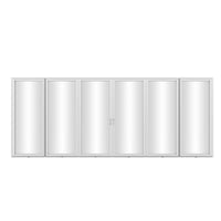KaMic Elite-Fold 192" x 80" 6-Panel Aluminum Folding Door in Sleek White with Hidden Hinges & Rollers, Dual Open Outward Folding Design - Model # SE-FD6PWH19280-DO