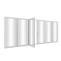 KaMic Elite-Fold 192" x 80" 6-Panel Aluminum Folding Door in Sleek White with Hidden Hinges & Rollers, Dual Open Outward Folding Design - Model # SE-FD6PWH19280-DO