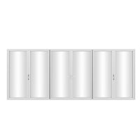 KaMic Elite-Fold 192" x 80" 6-Panel Aluminum Folding Door in Sleek White with Hidden Hinges & Rollers, Dual Open Outward Folding Design - Model # SE-FD6PWH19280-DO