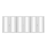 KaMic Elite-Fold 192" x 80" 6-Panel Aluminum Folding Door in Sleek White with Hidden Hinges & Rollers, Dual Open Outward Folding Design - Model # SE-FD6PWH19280-DO