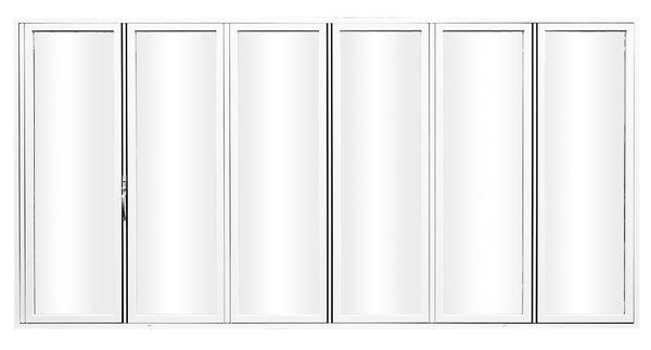 KaMic Elite-Fold 192" x 80" 6-Panel Aluminum Folding Door in Sleek White with Hidden Hinges & Rollers, Left-to-Right Outward Folding Design - Model # SE-FD6PWH19280-LR