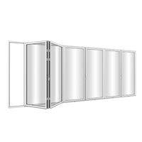 KaMic Elite-Fold 192" x 80" 6-Panel Aluminum Folding Door in Sleek White with Hidden Hinges & Rollers, Left-to-Right Outward Folding Design - Model # SE-FD6PWH19280-LR