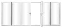 KaMic Elite-Fold 192" x 96" 6-Panel Aluminum Folding Door in Sleek White with Hidden Hinges & Rollers, Dual Open Outward Folding Design - Model # SE-FD6PWH19296-DO