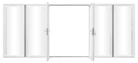 KaMic Elite-Fold 192" x 96" 6-Panel Aluminum Folding Door in Sleek White with Hidden Hinges & Rollers, Dual Open Outward Folding Design - Model # SE-FD6PWH19296-DO