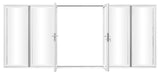 KaMic Elite-Fold 192" x 96" 6-Panel Aluminum Folding Door in Sleek White with Hidden Hinges & Rollers, Dual Open Outward Folding Design - Model # SE-FD6PWH19296-DO