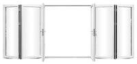 KaMic Elite-Fold 192" x 96" 6-Panel Aluminum Folding Door in Sleek White with Hidden Hinges & Rollers, Dual Open Outward Folding Design - Model # SE-FD6PWH19296-DO