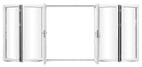 KaMic Elite-Fold 192" x 96" 6-Panel Aluminum Folding Door in Sleek White with Hidden Hinges & Rollers, Dual Open Outward Folding Design - Model # SE-FD6PWH19296-DO