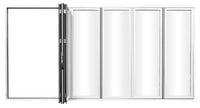 KaMic Elite-Fold 192" x 96" 6-Panel Aluminum Folding Door in Sleek White with Hidden Hinges & Rollers, Left-to-Right Outward Folding Design - Model # SE-FD6PWH19296-LR