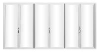 KaMic Elite-Fold 192" x 96" 6-Panel Aluminum Folding Door in Sleek White with Hidden Hinges & Rollers, Left-to-Right Outward Folding Design - Model # SE-FD6PWH19296-LR