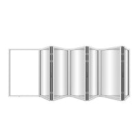 KaMic Elite-Fold 192" x 96" 6-Panel Aluminum Folding Door in Sleek White with Hidden Hinges & Rollers, Left-to-Right Outward Folding Design - Model # SE-FD6PWH19296-LR