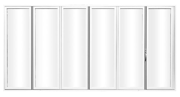 KaMic Elite-Fold 192" x 96" 6-Panel Aluminum Folding Door in Sleek White with Hidden Hinges & Rollers, Right-to-Left Outward Folding Design - Model # SE-FD6PWH19296-RL