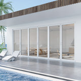 KaMic Elite-Fold 192" x 96" 6-Panel Aluminum Folding Door in Sleek White with Hidden Hinges & Rollers, Right-to-Left Outward Folding Design - Model # SE-FD6PWH19296-RL