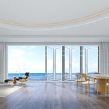 KaMic Elite-Fold 192" x 96" 6-Panel Aluminum Folding Door in Sleek White with Hidden Hinges & Rollers, Right-to-Left Outward Folding Design - Model # SE-FD6PWH19296-RL