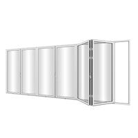 KaMic Elite-Fold 192" x 96" 6-Panel Aluminum Folding Door in Sleek White with Hidden Hinges & Rollers, Right-to-Left Outward Folding Design - Model # SE-FD6PWH19296-RL