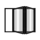 KaMic Elite-Fold 48" x 42" 2-Panel Aluminum Folding Window in Sleek Black with Hidden Hinges & Rollers, Left-to-Right Outward Folding Design - Model # SE-FW2PBK4842-LR