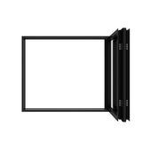 KaMic Elite-Fold 48" x 42" 2-Panel Aluminum Folding Window in Sleek Black with Hidden Hinges & Rollers, Left-to-Right Outward Folding Design - Model # SE-FW2PBK4842-LR