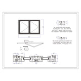 KaMic Elite-Fold 60" x 48" 2-Panel Aluminum Folding Window in Sleek Black with Hidden Hinges & Rollers, Left-to-Right Outward Folding Design - Model # SE-FW2PBK6048-LR